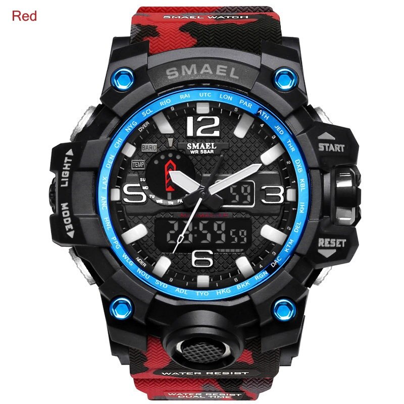 SMAEL Fashion Sport Watch Men Alarm Clock Camouflage Waterproof Week Display Men Watches Digital Watch relogio masculino 1545B