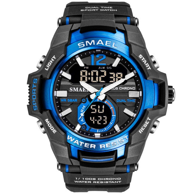 SMAEL Men Watches Fashion Sport Super Cool Quartz LED Digital Watch 50M Waterproof Wristwatch Men's Clock Relogio Masculino