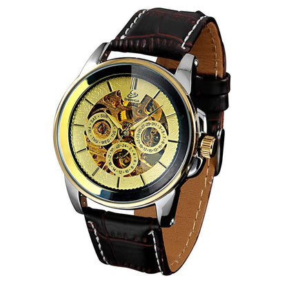 SHENHUA Men's Fashion Hollow out Watch Antique Fully Automatic Mechanical Watch