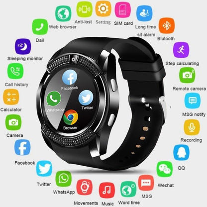 Smart Watch V8 Men Bluetooth Sport Watches Women Ladies Rel gio Smartwatch with Camera Sim Card Slot Android Phone