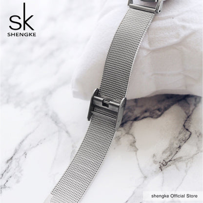 SK Super Slim Sliver Mesh Stainless Steel Watches Women Top Brand Luxury Casual Clock Ladies Wrist Watch Lady Relogio Feminino