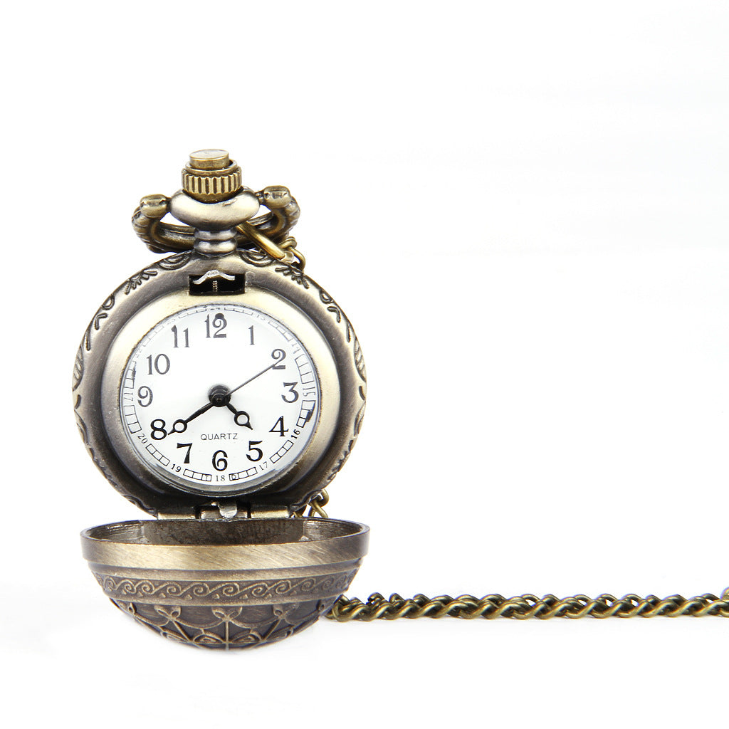 Nostalgic Korean Retro Small Spider Web Ball Couple Necklace Pocket Watch