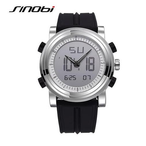 SINOBI Sports Watch Men's Wrist Watches Digital Quartz Clock 2 Movement Waterproof