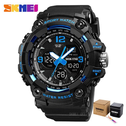 SKMEI 1742 New Shockproof Mens Watches 2 Time Chrono Personality Digital Sport Mens Wristwatch Waterproof Watch relogio masculino