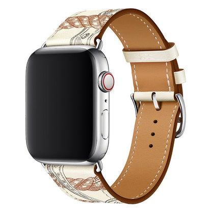 Apple Leather Watch Lead Layer Cowhide Apple Watch iwatch8 Watchband Color Patchwork Single Circle Watch Band