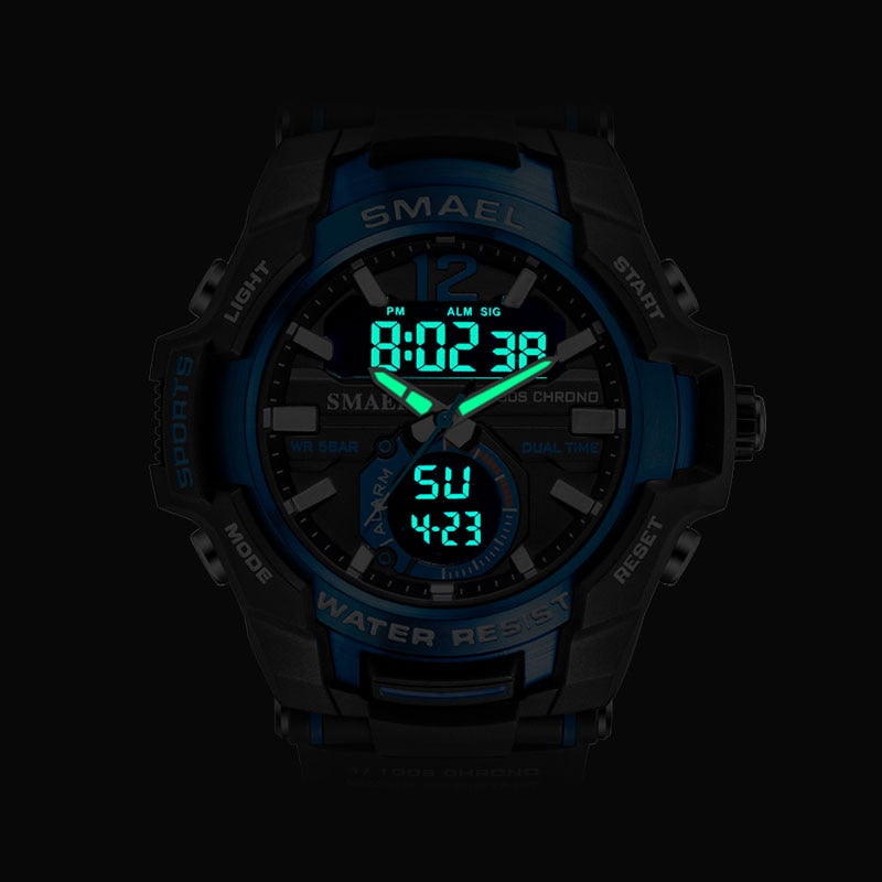 SMAEL Men Watches Fashion Sport Super Cool Quartz LED Digital Watch 50M Waterproof Wristwatch Men's Clock Relogio Masculino