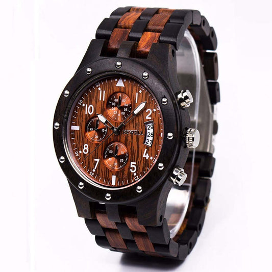 BEWELL Wooden Men's Watch Luxury Brand Quartz Wrist Moment Watches With Complete Calendar Time