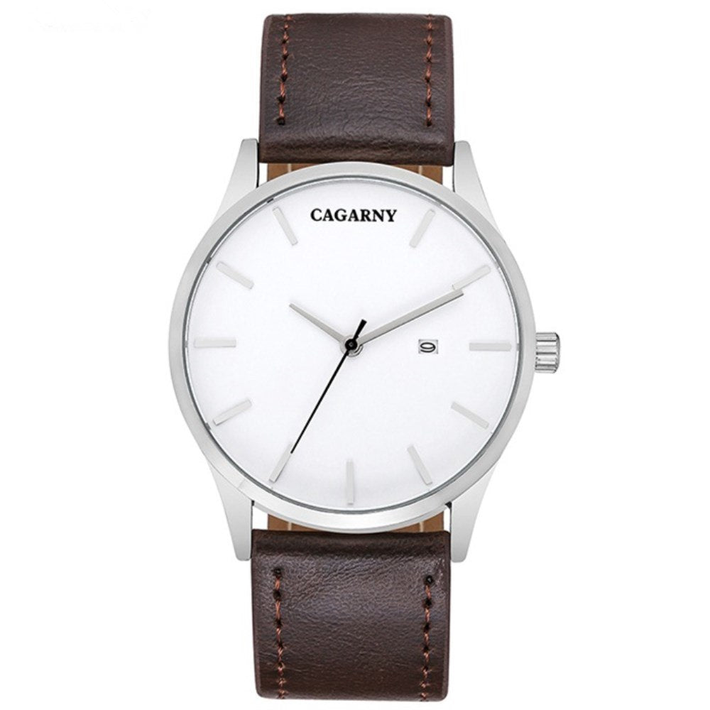 CAGARNY Luxury Brand Quartz Watch Men Military Leather Strap Watchband Waterproof Watches Casual Male Gifts Sport Watches Clock