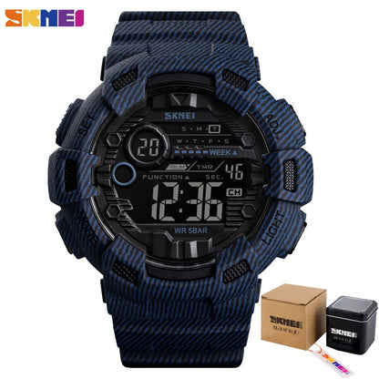 SKMEI 1472 Fashion Sport Watch Men Alarm Clock Cowboy Waterproof Week Display Men Watches Denim Digital Watch relogio masculino