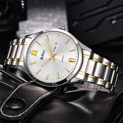 BIDEN Luxury Wrist Watch Men Steel Strap Mens  Business Quartz Clocks 0032