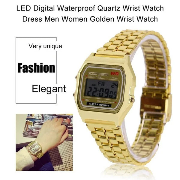 Fashion Women Female Men  Quartz Watch Waterproof LED Digital Business Watches Gold Sport Wristwatch Thanksgiving Christmas Gift