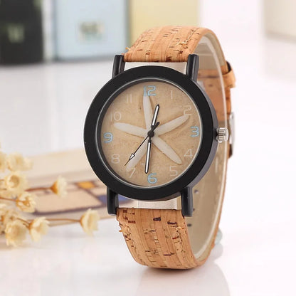 New flower surface wood grain leather watch men's quartz sports watch fashion men and women clock high quality wrist watch