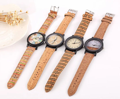 New flower surface wood grain leather watch men's quartz sports watch fashion men and women clock high quality wrist watch