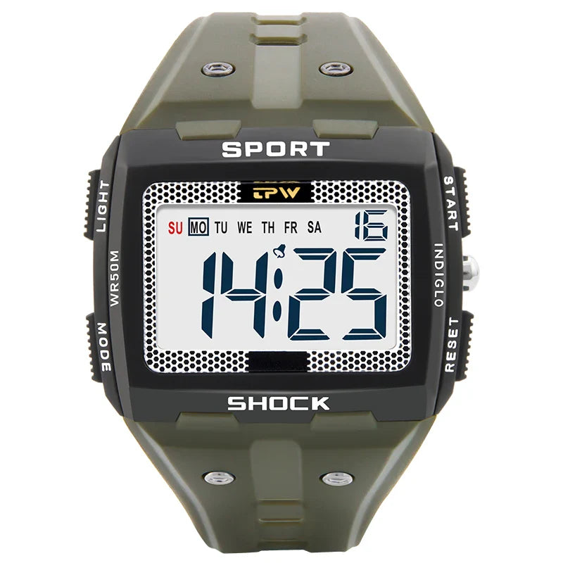 Men Sport Watch Multifunction Stopwatch Fitness Alarm Clock 5Bar Waterproof BackLight Square Digital Watches Relogio Masculino