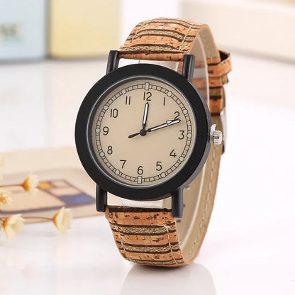 New flower surface wood grain leather watch men's quartz sports watch fashion men and women clock high quality wrist watch