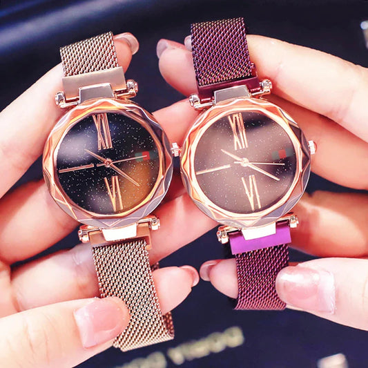 Starry Sky Designer Women's Watches Magnetic Stainless Steel Mesh Strap Ladies Wrist Watches New zegarek damski relogio feminino