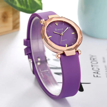 Relojes mujer Fashion ladies wrist watches Womens clock Round glass silicone strap wrist watch for women ladies wrist watches